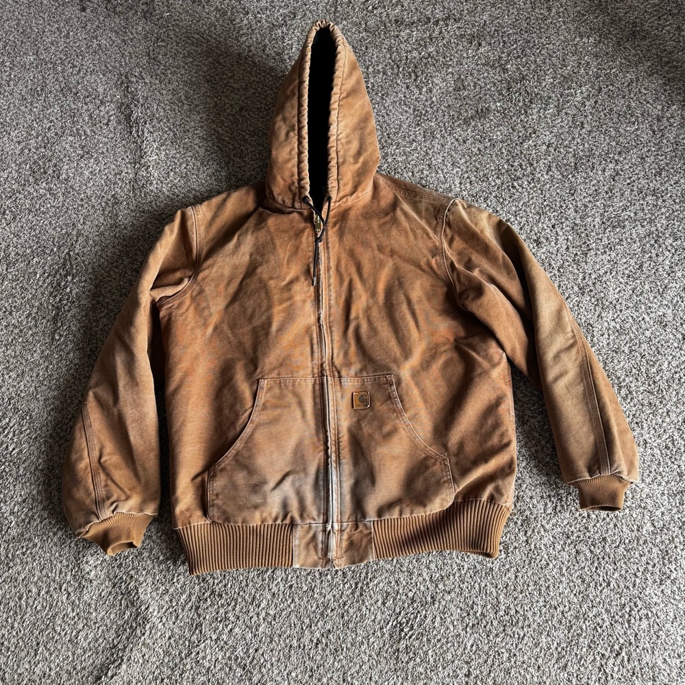 Carhartt Men’s XL Tall Chore Barn Distressed‎ Work Brown Coat Faded Canvas